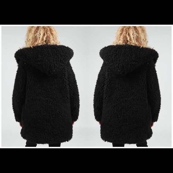 Vintage Style Shaggy Coat- BLACK - Picture 5 of 8